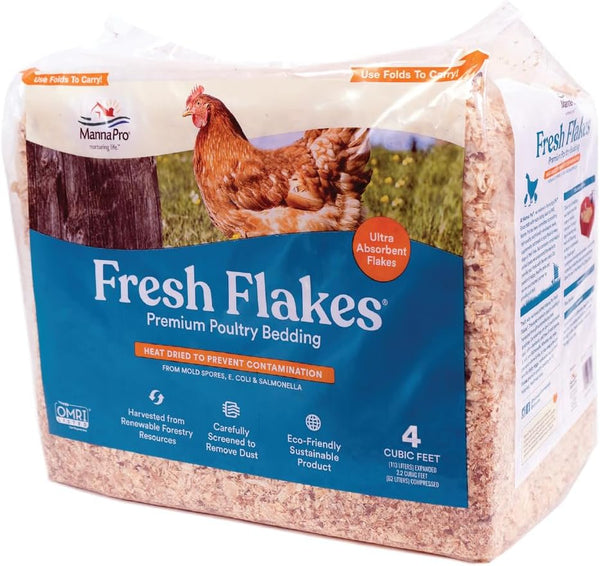Fresh Flakes | Chicken Coop Bedding | Pine Shavings for Chicken Bedding | 4 Cubic Feet