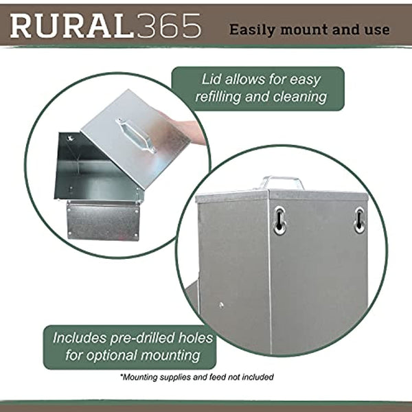 Grandpa's Feeders  Galvanized Chicken Feeder - Rat Proof Poultry Feeder with Lid Weatherproof Outdoor Coop Food Dispenser, 50lbs