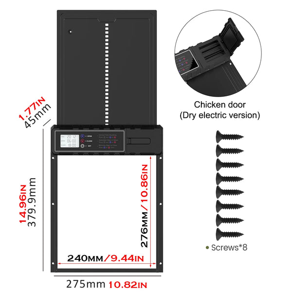 Electric Automatic Chicken Coop Door with Intelligent Timer and Aluminum Timing Opener