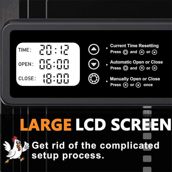 Electric Automatic Chicken Coop Door with Intelligent Timer and Aluminum Timing Opener